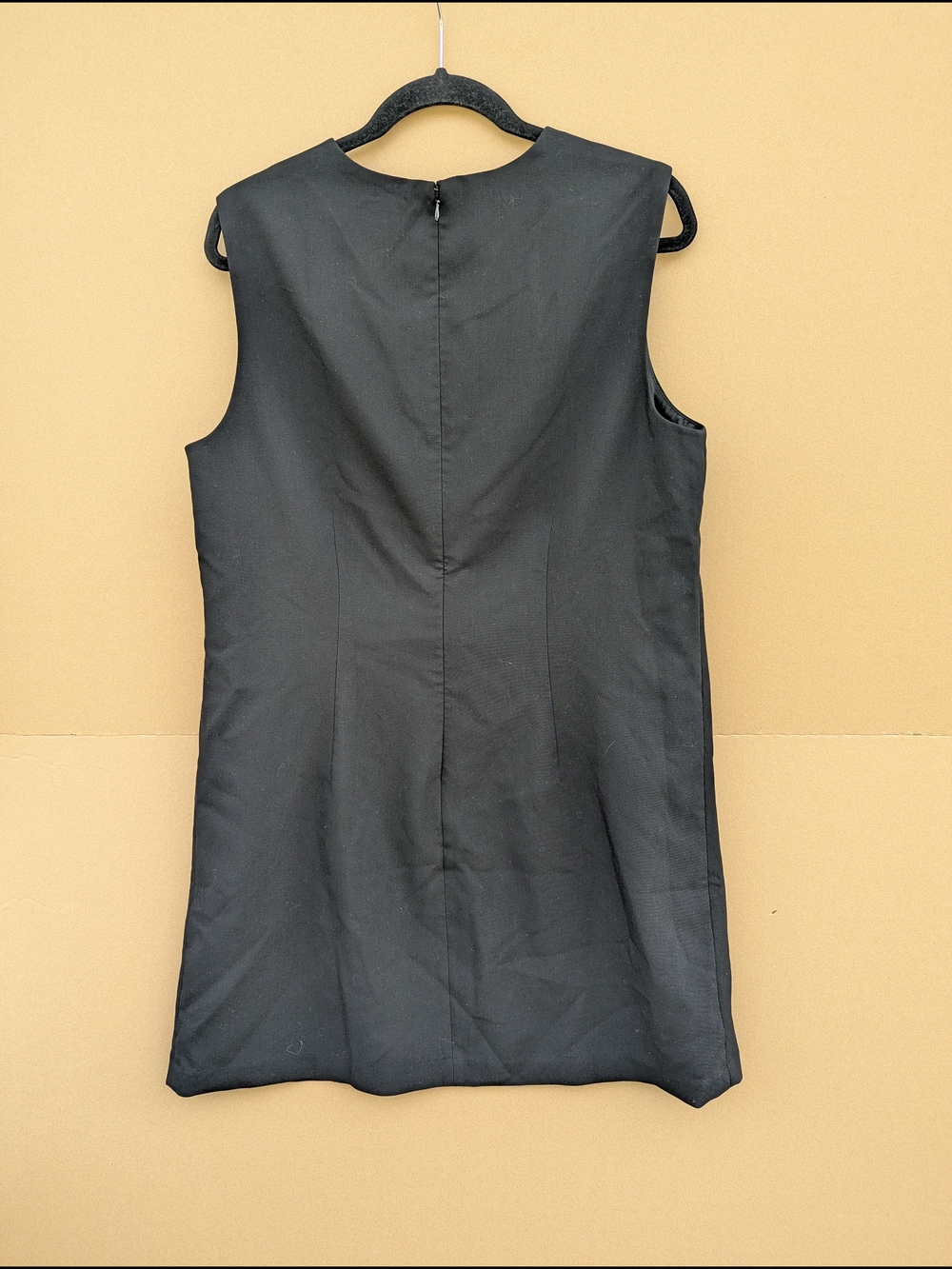 H&M Pocket Front Mod Shift Dress Gold Button Sleeveless Mini Large 10 Workwear - Picture 2 of 8